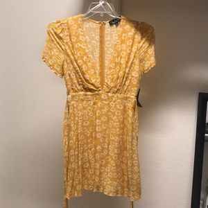 Mustard Yellow Floral Print Dress - Small